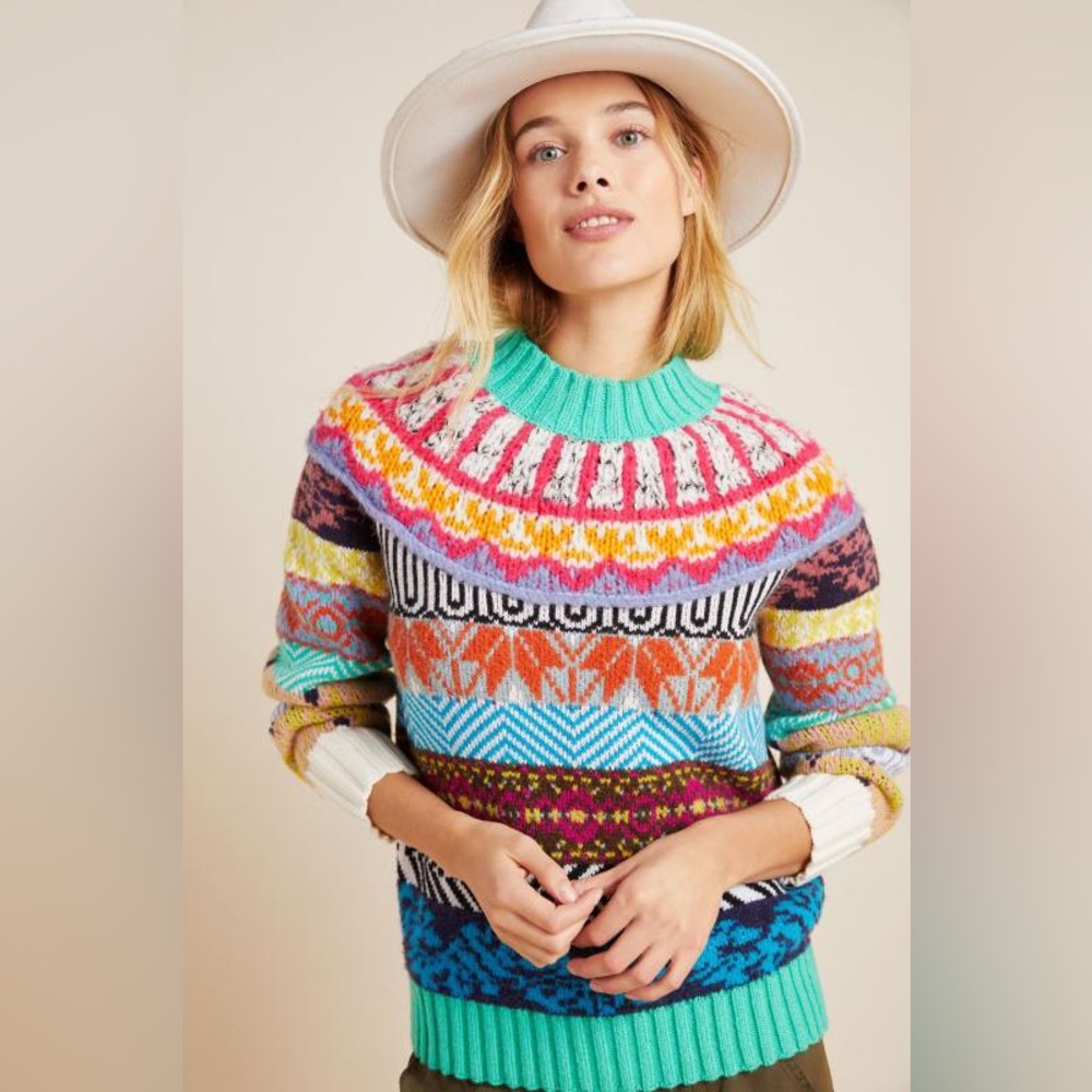 Anthropologie Ryan Fair Isle Sweater EUC